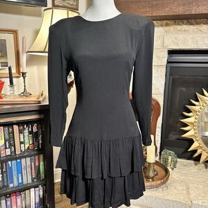 Vintage L’aggresse 80's Party Dress Black Size 3/4 Prom Cocktail Bow LBD